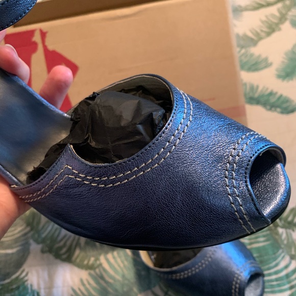 Re-mix Vintage Size 11 Blue Heels Retro Pinup - Picture 11 of 16